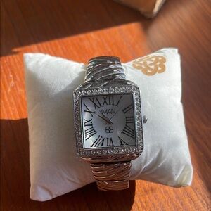 Silver VMAN Watch with Crystal Accents